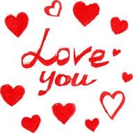 Red marker love sign with hearts
