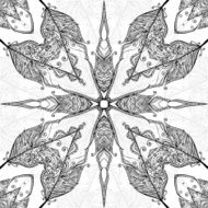 Doodle ornate black and white seamless pattern N2