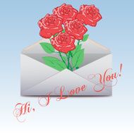 Envelope with an a roses I Love You Vector N2