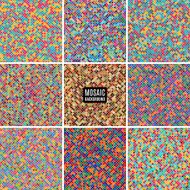 set background abstract mosaic of pixel pattern and colored squares