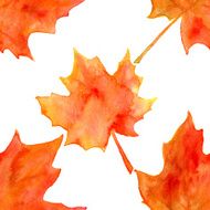 Watercolor autumn maple leaves seamless pattern