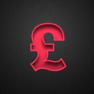 Pound Sterling Symbol &pound; - Red on Carbon Fiber