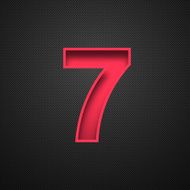 Number 7 Design (Seven) Red on Carbon Fiber Background
