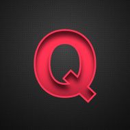 Alphabet Q Design - Red Letter on Carbon Fiber Background
