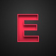 Alphabet E Design - Red Letter on Carbon Fiber Background N2