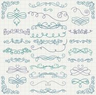 Vector Colorful Vintage Hand Drawn Swirls Collection N2