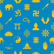 buddhism religions symbols vector icons seamless pattern eps10 N2