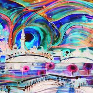 Abstract watercolor texture Colorful streaks N34