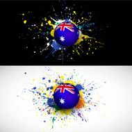 australia flag with soccer ball dash on colorful background N2