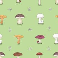 hand drawn forest mushrooms seamless pattern