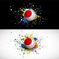 japan flag with soccer ball dash on colorful background N2