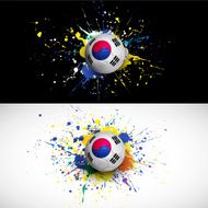 South Korea flag with soccer ball dash on colorful background N2