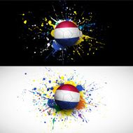 Netherlands flag with soccer ball dash on colorful background vector N2