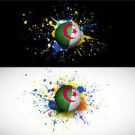 Algeria flag with soccer ball dash on colorful background vector N2