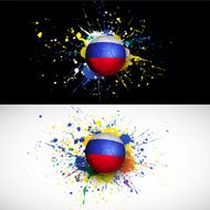 Russia flag with soccer ball dash on colorful background N2