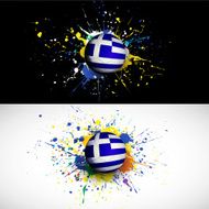 Greece flag with soccer ball dash on colorful background N2