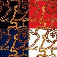 Set of seamless patterns with handdrawn Gold chains N3