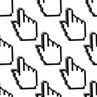 Pixelated cursor hands seamless pattern