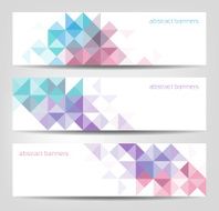 Three Abstract Banners With Geometrical Shapes