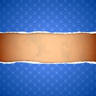 Torn blue ornamental wallpaper