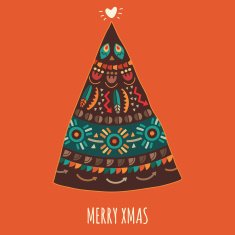 Colorful Merry Christmas tree with ornament N2
