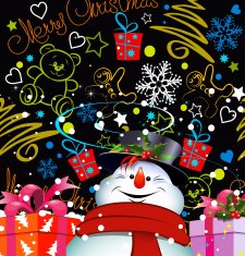 Christmas card Happy snowman