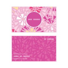 Vector pink abstract triangles vertical round frame pattern business cards