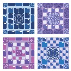 seamless mosaic patterns - Blue and purple ceramic tiles