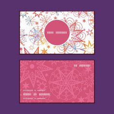 Vector textured christmas stars vertical round frame pattern business cards N2