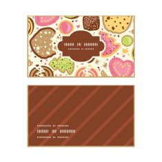 Vector colorful cookies horizontal frame pattern business cards set