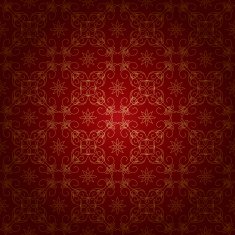 red beautiful vintage background with gold ornament - vector