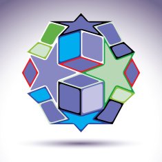 Complicated kaleidoscope 3d spherical object constructed