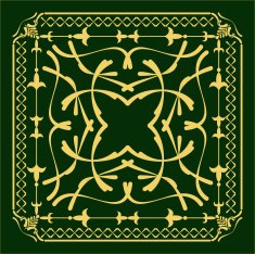Gold ornament ondark green background