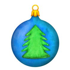 Watercolor ball with a Christmas tree