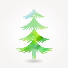 Stylized silhouette of green pine tree N2
