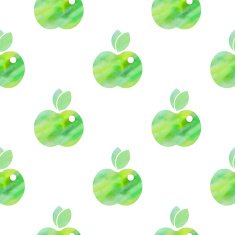 Seamless pattern with silhouettes of green apples N2