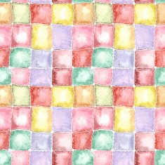 Colorful painted watercolor patchwork quilt