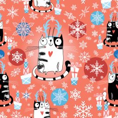 Christmas texture with cats N2