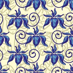 Seamless vector pattern of blue irises