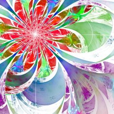 Flower background Blue red and green palette Fractal design