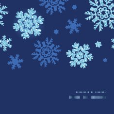 Vector glitter snowflakes dark horizontal frame seamless pattern background N2