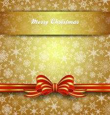 Merry Christmas Card Snowflakes - Gold Vector Background N2