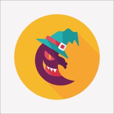 Halloween moon flat icon with long shadow eps10 N39