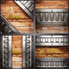 Vector metal and wood background set N6