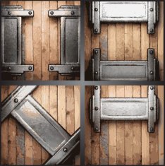 Vector metal and wood background set N8