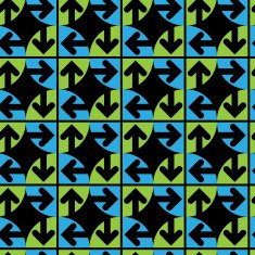 Decorative continuous multicolored pattern with arrows