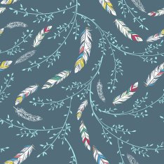 Seamless pattern with feathers and leaves N2
