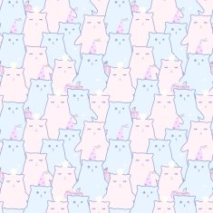 Seamless pattern of cute cats N6