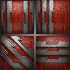 Vector metal on wood background set N4