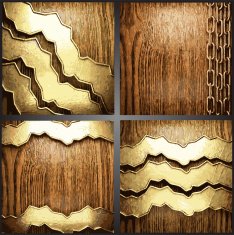 Vector wood and gold background set N2